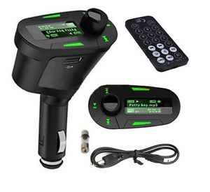 Green Car Kit  Player Wireless FM Transmitter Modulator USB SD MMC LCD Remote