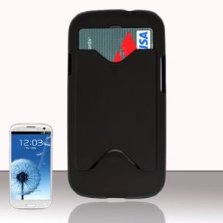 Black Samsung Galaxy S3 III i9300 Hard Plastic Case with Credit Card ID Holder