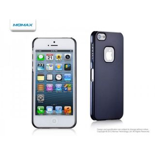 Momax Ultra Thin Black Glossy Metallic Case with Screen Protector for iPhone 5
