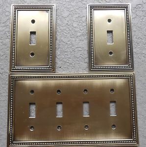 Lot of 3 Oil Rubbed Bronze Finish Metal Wall Cover Plate Plug Switch Covers