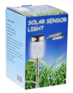Set of 2 Solar Powered Motion Sensor Stainless Steel Pole Garden Light