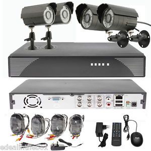 4 CH CCTV Home Video Surveillance Security DVR Outdoor Camera System