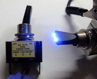 Blue LED Light Tip Toggle Switch 12V 30A Car Motorcycle