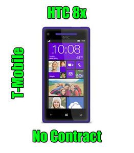 Excellent HTC Windows Phone 8x 16GB Blue T Mobile Simple Mobile Smartphone