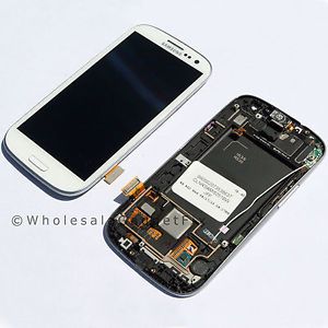 White Samsung Galaxy S3 I535 LCD Display Touch Digitizer Screen Frame Assembly