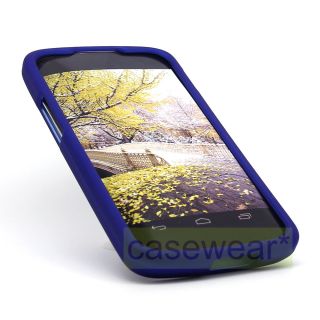 Blue Rubberized Hard Case Cover for LG Google Nexus 4 Phone Accessory New