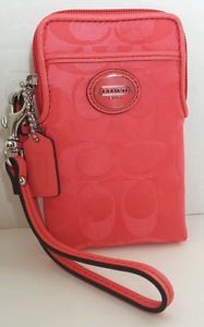 Coach Legacy Coral Red Pink Cigarette iPhone Universal Case Wristlet 62835