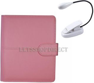 For Latest  Kindle 4 4th Generation Pink Leather Case Cover Dual LED Light