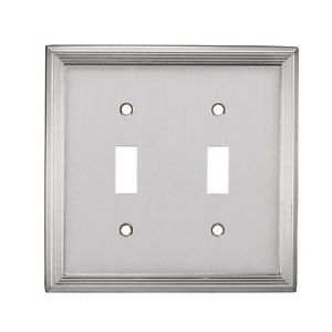 Allen Roth 5" x 4" Satin Nickel Double Toggle Metal Wall Switch Plate