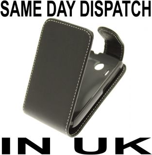 Black Leather Flip Case Cover Pouch for HTC Explorer
