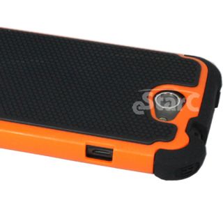 Orange Black Hybrid Hard Soft Armor Case Cover for ATT HTC One X