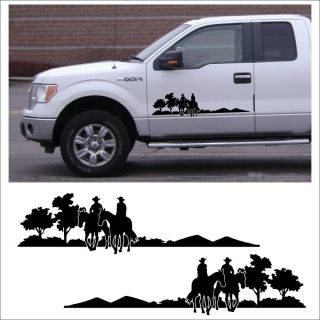 Decal Graphic Set Kit Cowboy Trail Rider for Farm Truck or Horse Trailer Black