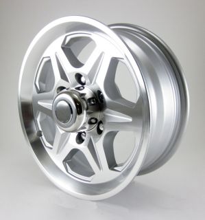 4 15 inch 6 Bolt on 5 5 T04 Aluminum Trailer Wheel w Center Cap and Lugs