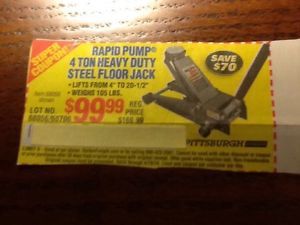 Harbor Freight Super Coupon Rapid Pump 4 Ton Heavy Steel Floor Jack Save $70 00