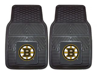 New Set of 2 FANMATS NHL Boston Bruins Logo Heavy Duty Vinyl Car Mats 18 x 27 In