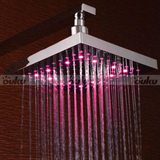 7 87" inch Colorful LED Light Square Rain Shower Head Color Changing Bathroom US
