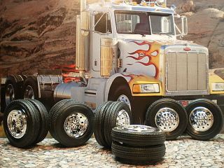 1 25 Model Big Rig Chrome Wheels Tires Semi Tractor Trailer Truck