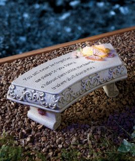 Solar Power Memorial Accent Bench Lighted Butterfly and Flowers Garden Grave New