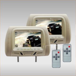 New TView T726PL Tan 7" Dual Tan Pair Headrest Widescreen TFT LCD Car Monitors