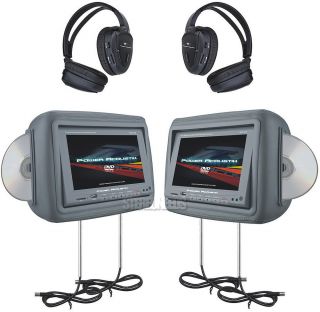 Power Acoustik HDVD 9gr 9" Headrest TFT LCD Universal Monitors DVD Player Gray