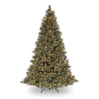National Tree Co. Glittery Bristle Pine 7.5 Green Artificial Christmas Tree with 750 Pre Lit Clear Lights with Stand