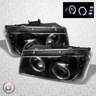 03 06 Chevy Silverado Avalanche Black Dual Halo Projector LED Headlights