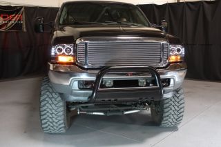 99 04 Excursion F250 F350 1pc Halo LED Projector Headlights Front Lamps Chrome