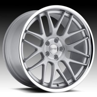 19 inch Staggered Concave Wheels Rims Silver Brushed w Chrome Lip BMW 3 Series 5
