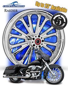 Coastal Moto Raider Chrome Motorcycle Wheels 21" 18" Harley Package w Tires PM