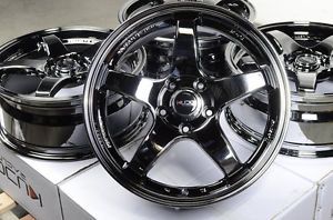 17" Black Chrome Kudo Wheels Rims 5x114 3 Accord Lexus IS300 Altima Maxima Supra