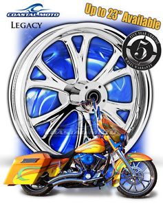 Coastal Moto Legacy Chrome Motorcycle Wheels 21" 18" Harley Package w Tires PM