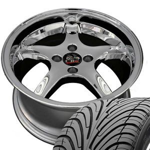 17" Cobra Style 4 Lug Deep Dish Chrome Wheels 17x8 Rims Fit Mustang®