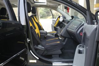 16pc Set Yellow Black SUV Auto Car Seat Cover Steering Wheel Belt Pad Head Rest