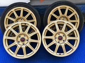 07 Subaru STI Gold BBs Factory Wheels Tires