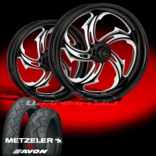 Rival Platinum 21" Front Rear Wheels Tires for 2009 13 Harley Bagger