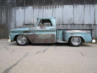 1966 Chevy C10 Short Bed Step Side Bagged Rat Rod Shop Truck Air Ride Patina