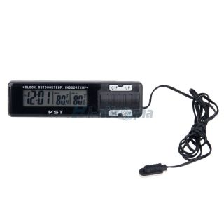 New Digital Car Alarm Clock Measure Humidity Display Thermometer Black