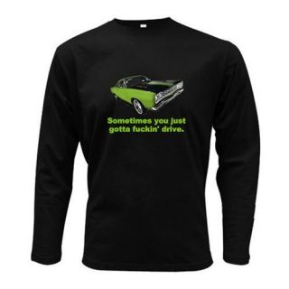 1968 Plymouth Roadrunner Muscle Car T Shirt Men's Black Long Sleeve 100 Cotton
