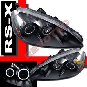 05 06 Acura RSX Dual CCFL Halo Rims LED Projector Headlights Black A Pair
