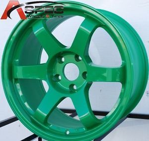 17x9 Rota Grid Wheels 5x100 Green Rims 35mm Fits Scion TC 2005 2010