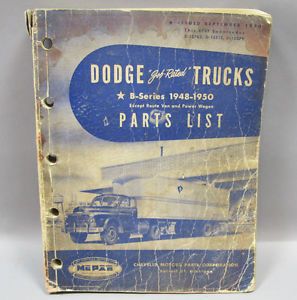 1948 1949 1950 Dodge Pickup Panel Pilot House B Series Truck Parts List Book