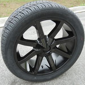 22" Black KMC Slide Wheels Rims Nexen Roadian Tires Silverado Tahoe Titan GMC