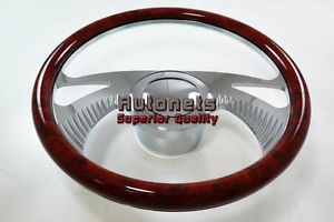 Wood Veneer Boomerang GM Chevy Buick Aluminum Steering Wheel Horn Button Rat Rod