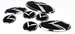 7pcs 2014 Kia Cadenza K7 3D K Logo Emblem Set Trunk Hood Steering Wheel Grille