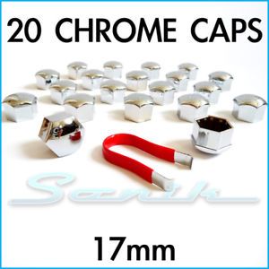 20 Chrome Cap Covers Wheel Lug Nut Bolt VW Audi Saab