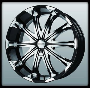 22" x 9 5" Verde V51 Avatar Black Machined Silverado Colorado Tahoe Wheels Rims