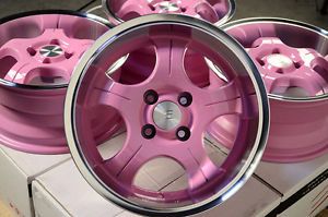 15" Pink Effect Wheels Rims 4x100 Civic Integra Aveo Cobalt Geo Prizm Accord Fit