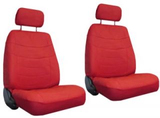 Red Car Seat Covers Set w Steering Wheel Cover Belt Shoulder Pads 4