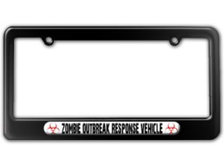 Zombie Outbreak Response Vehicle White License Plate Frame Colors