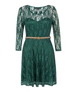 Mela Green Lace Belted Dress